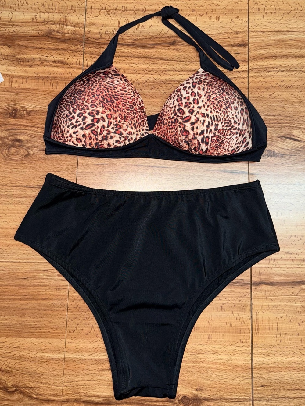 Women’s Swim Leopard Cheetah Print Brazilian Bikini Set WithBulge Control Top